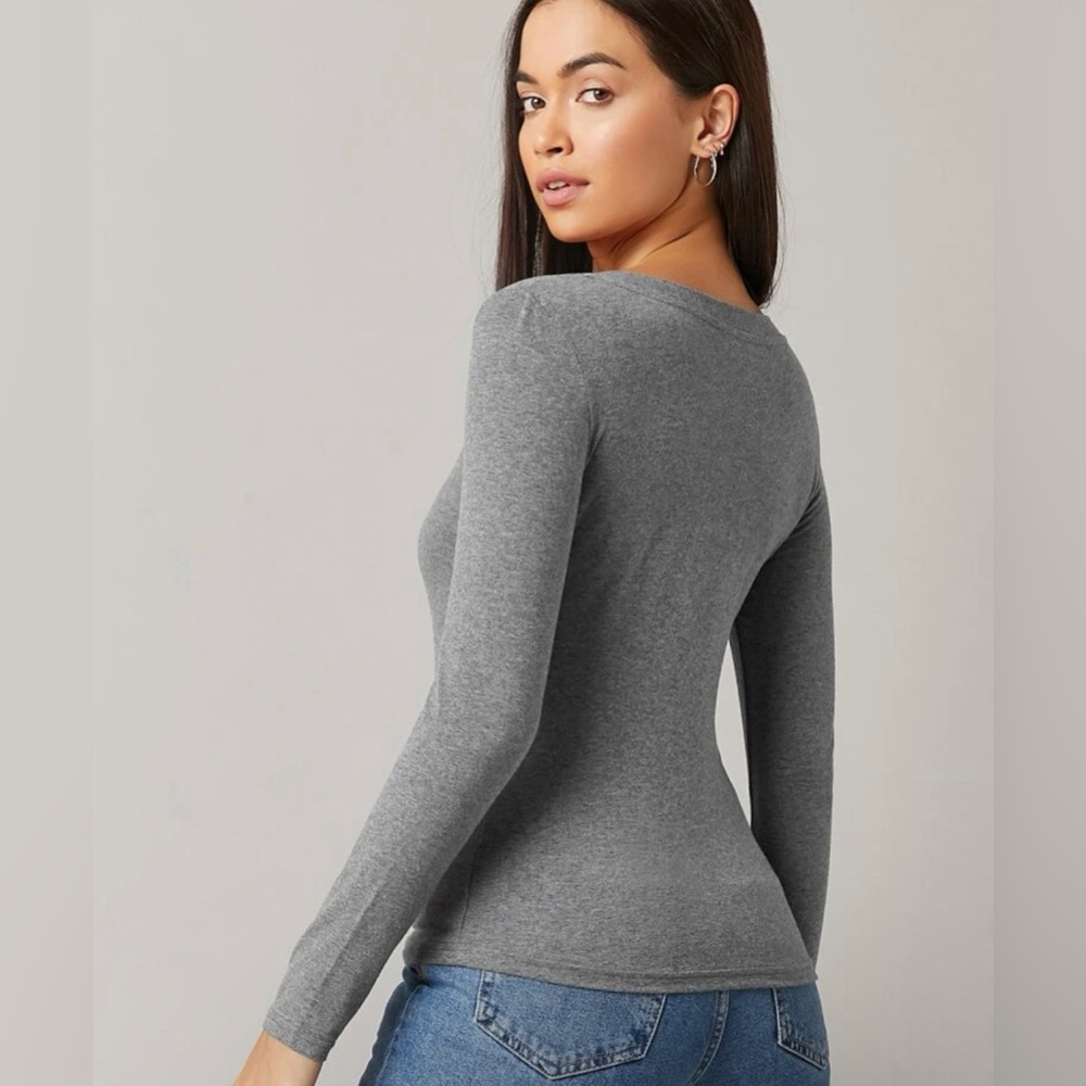 Grey SHEIN V-neck, long sleeve, size medium